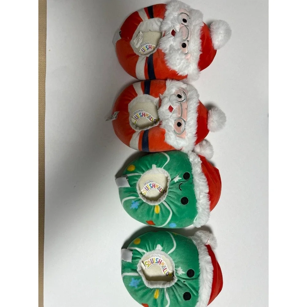 Squishmallow Christmas Slippers kids size 11/12 set of‎ 2 Santa and tree